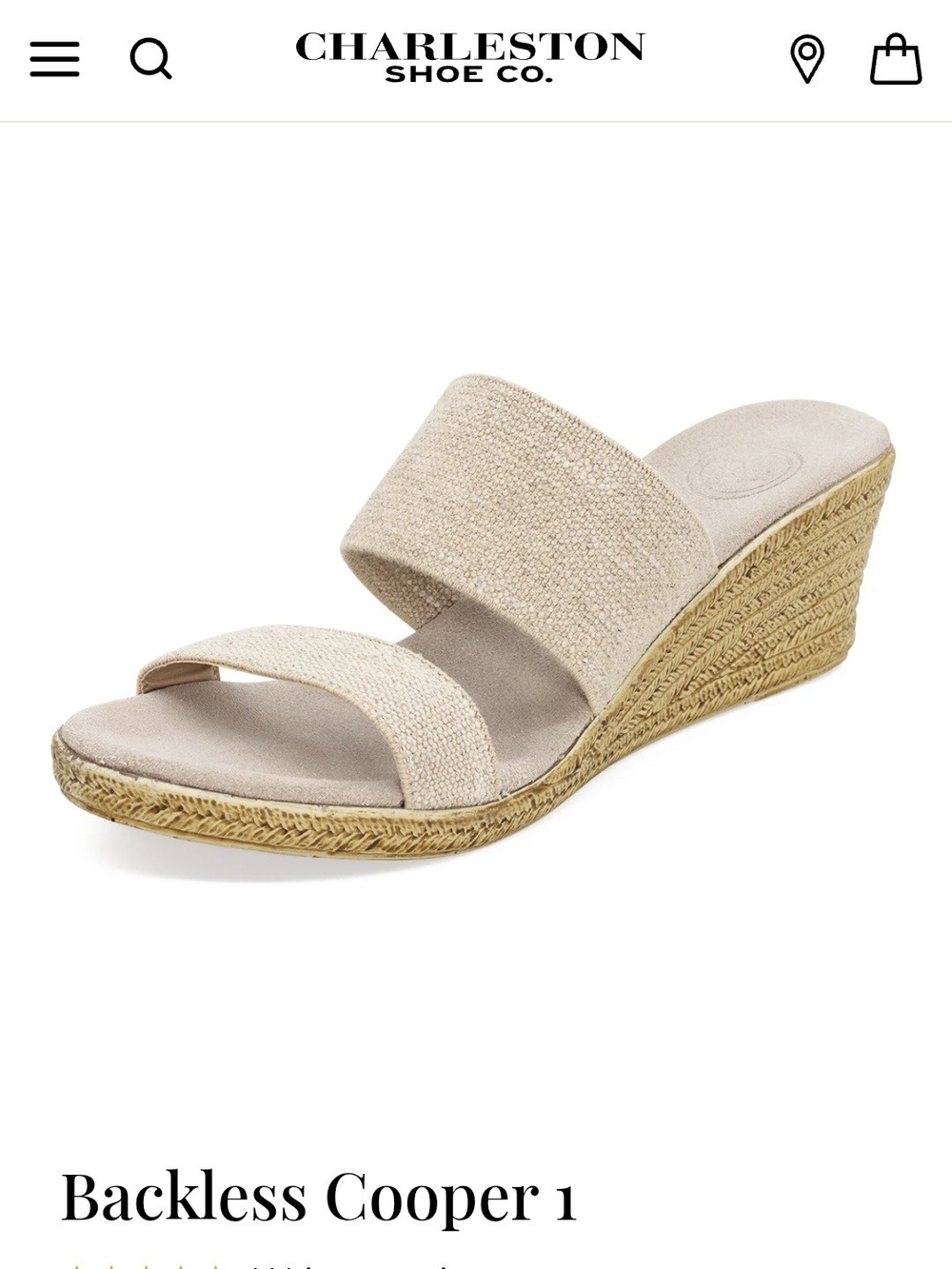 Charleston Shoe Co. Backless Cooper 1 Wedge Sandal Linen - 6